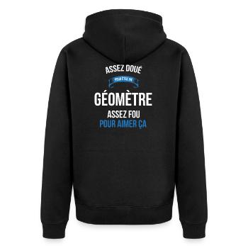 Géomètre assez doué fou homme - Veste à capuche bio Premium Unisexe - noir - Dos - Nico (187cm)