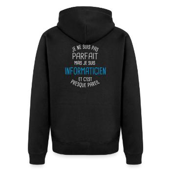 Pas parfait mais informaticien - Veste à capuche bio Premium Unisexe - noir - Dos - Nico (187cm)
