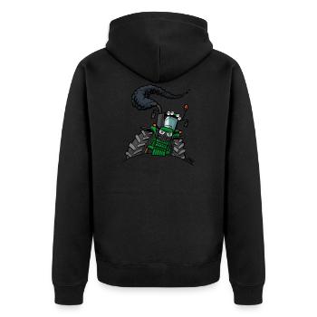 0517 Green tractor 6115M - Unisex Premium Organic Zip Hoodie - black - Back - Nico (187cm)