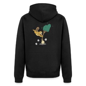 biber beaver flannelette animal tiere9 - Unisex Premium Bio Zip Hoodie - Schwarz - Hinten - Nico (187cm)