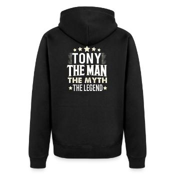 Tony - Unisex Premium Organic Zip Hoodie - black - Back - Nico (187cm)