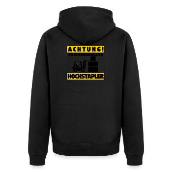 Lagerist Staplerfahrer - Unisex Premium Bio Zip Hoodie - Schwarz - Hinten - Nico (187cm)