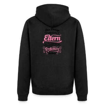 Tolle Eltern, tolle Großeltern - Geschenk - Unisex Premium Bio Zip Hoodie - Schwarz - Hinten - Nico (187cm)