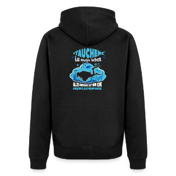 Diving is my life - gift for divers - Unisex Premium Organic Zip Hoodie - black - Back - Nico (187cm)
