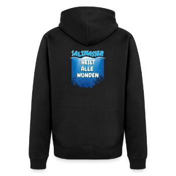 Tauchen Taucher Salzwasser Heilt Meer Geschenk - Unisex Premium Bio Zip Hoodie - Schwarz - Hinten - Nico (187cm)