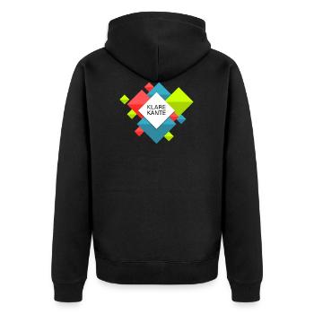 Klare Kante - Unisex Premium Bio Zip Hoodie - Schwarz - Hinten - Nico (187cm)