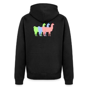 Llama alpaca - Unisex Premium Organic Zip Hoodie - black - Back - Nico (187cm)