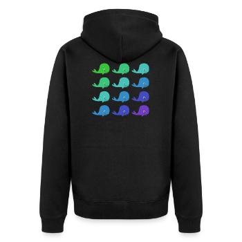 Whales pattern - Unisex Premium Organic Zip Hoodie - black - Back - Nico (187cm)