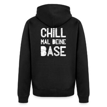 Chill your base - Unisex Premium Organic Zip Hoodie - black - Back - Nico (187cm)