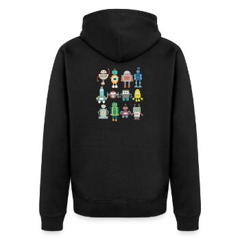 Nerd Roboter Retro lustig Geschenk Technik spielen - Unisex Premium Bio Zip Hoodie - Schwarz - Hinten - Nico (187cm)