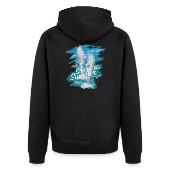 Delphine - Unisex Premium Bio Zip Hoodie - Schwarz - Hinten - Nico (187cm)