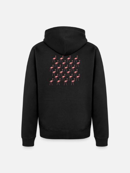 Flamingo rosa Muster - Unisex Premium Bio Zip Hoodie - Schwarz