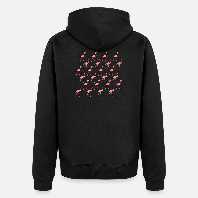 Flamingo rosa Muster - Unisex Premium Bio Zip Hoodie - Schwarz