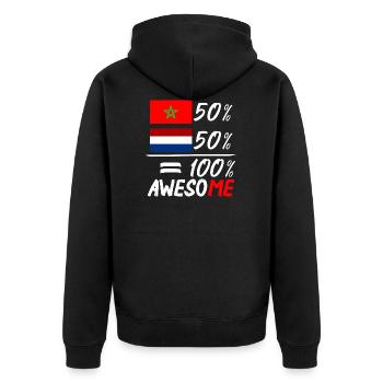 Half Nederlander half Marokkaan - Unisex Premium Bio Zip Hoodie - Schwarz - Hinten - Nico (187cm)