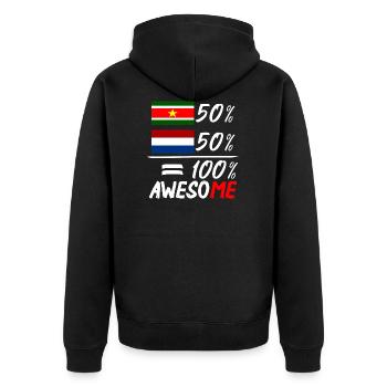Half Nederlander half Surinaams - Unisex Premium Bio Zip Hoodie - Schwarz - Hinten - Nico (187cm)