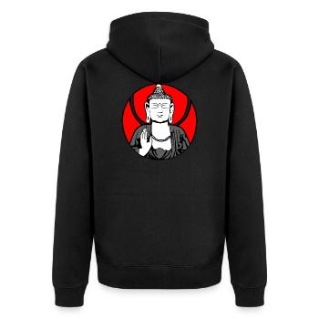 Gautama Buddha Logo - Unisex Premium Organic Zip Hoodie - black - Back - Nico (187cm)