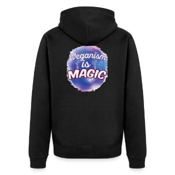 Veganer Vegetarier Tierschutz Geschenkidee - Unisex Premium Bio Zip Hoodie - Schwarz - Hinten - Nico (187cm)