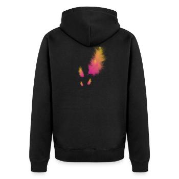 Feder - Unisex Premium Bio Zip Hoodie - Schwarz - Hinten - Nico (187cm)