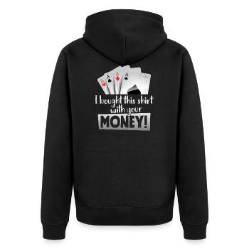 Funny Poker Casino Las Vegas Poker Night I Bough - Unisex Premium Bio Zip Hoodie - Schwarz - Hinten - Nico (187cm)