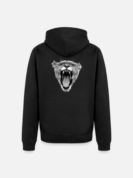Loewin shows his teeth - Unisex Premium Organic Zip Hoodie - black