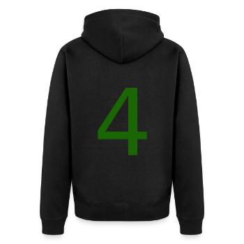 The number 4 - Unisex Premium Organic Zip Hoodie - black - Back - Nico (187cm)