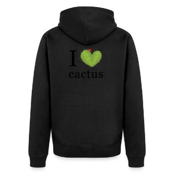 I love cactus - Kaktus Liebe - Unisex Premium Organic Zip Hoodie - black - Back - Nico (187cm)