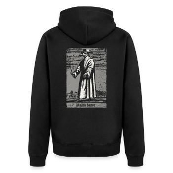 Occult Plague Doctor - Horror Death Vintage Tarot - Unisex Premium Bio Zip Hoodie - Schwarz - Hinten - Nico (187cm)