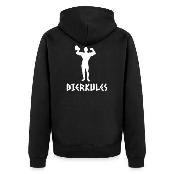 Bierkules - Unisex Premium Bio Zip Hoodie - Schwarz - Hinten - Nico (187cm)