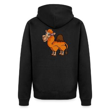 Dromedar - Unisex Premium Bio Zip Hoodie - Schwarz - Hinten - Nico (187cm)