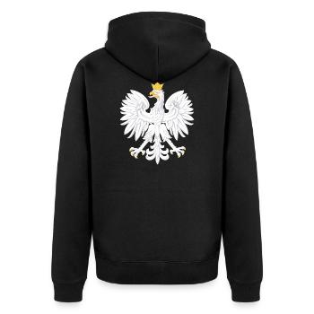 Polish Eagle T-Shirt - Unisex Premium Organic Zip Hoodie - black - Back - Nico (187cm)