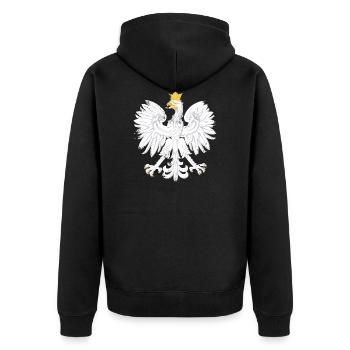 Polish Eagle T-Shirt - Unisex Premium Organic Zip Hoodie - black - Back - Nico (187cm)