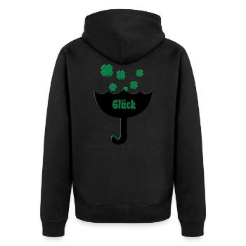 Lucky clover umbrella catching Luck Rain - Unisex Premium Organic Zip Hoodie - black - Back - Nico (187cm)