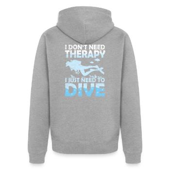 Diver - Unisex Premium Organic Zip Hoodie - heather grey - Back - Nico (187cm)