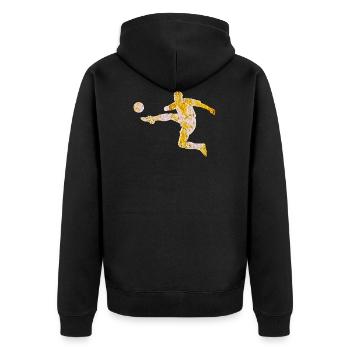Fußballer Silhouette - Unisex Premium Bio Zip Hoodie - Schwarz - Hinten - Nico (187cm)