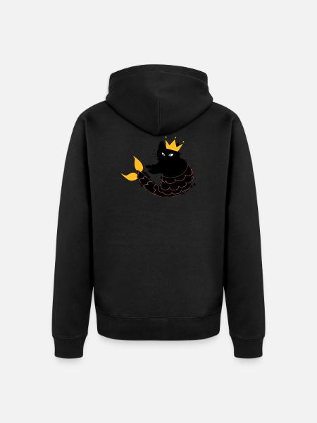 Mermaid Cat Meerkat Kitten Gift - Unisex Premium Organic Zip Hoodie - black