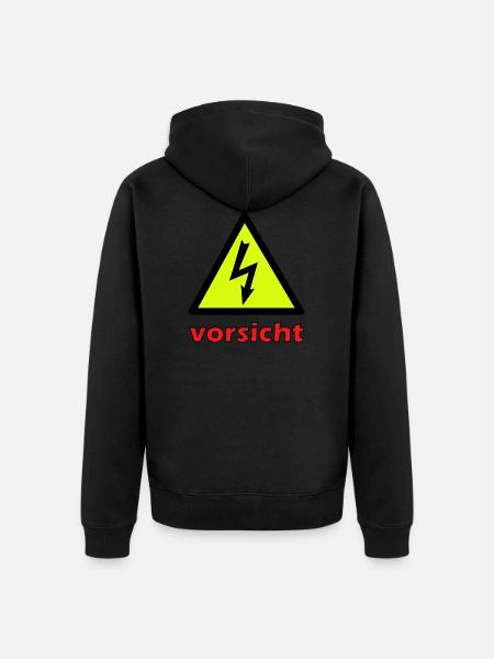 Vorsicht Hochspannung - Unisex Premium Bio Zip Hoodie - Schwarz