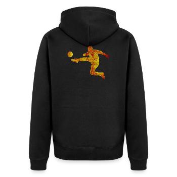 Fußballer Silhouette - Unisex Premium Bio Zip Hoodie - Schwarz - Hinten - Nico (187cm)