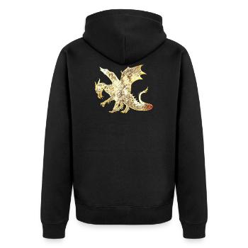 Drache - Unisex Premium Bio Zip Hoodie - Schwarz - Hinten - Nico (187cm)