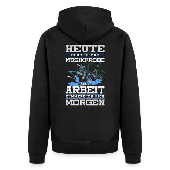 Blaskapelle Blasmusik Noten Shirt Geschenk - Unisex Premium Bio Zip Hoodie - Schwarz - Hinten - Nico (187cm)