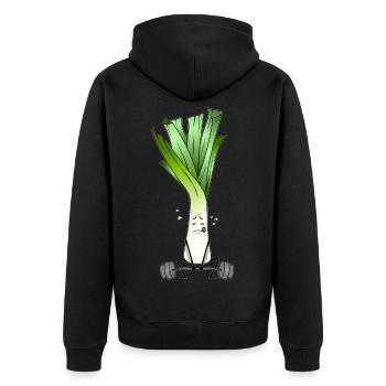 Leek - The weightlifter - Unisex Premium Organic Zip Hoodie - black - Back - Nico (187cm)