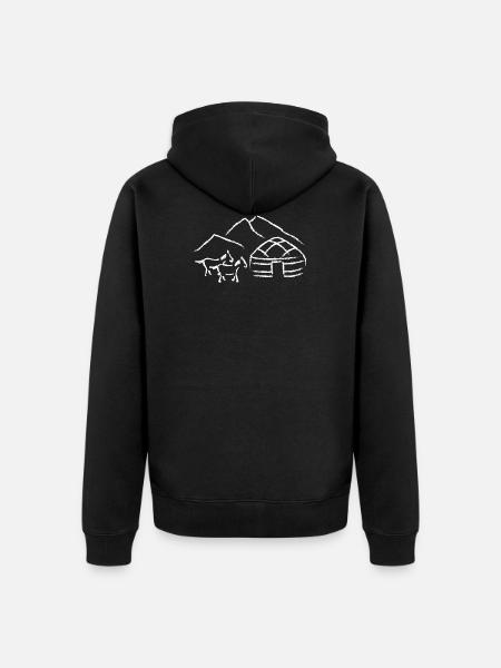 Yurt design white - Unisex Premium Organic Zip Hoodie - black