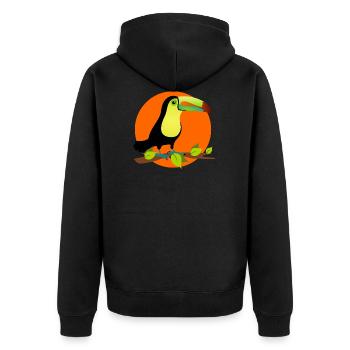 toucan exotique sous les tropiques devant un soleil - Veste à capuche bio Premium Unisexe - noir - Dos - Nico (187cm)