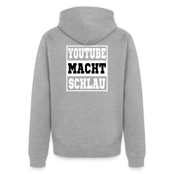 Youtube macht schlau - Unisex Premium Bio Zip Hoodie - Grau meliert - Hinten - Nico (187cm)