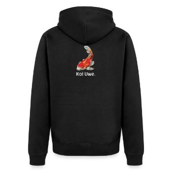Koi Uwe T-Shirt für einen Kai Uwe - Unisex Premium Bio Zip Hoodie - Schwarz - Hinten - Nico (187cm)