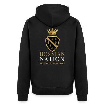Conception de vêtements de la nation bosniaque - Veste à capuche bio Premium Unisexe - noir - Dos - Nico (187cm)