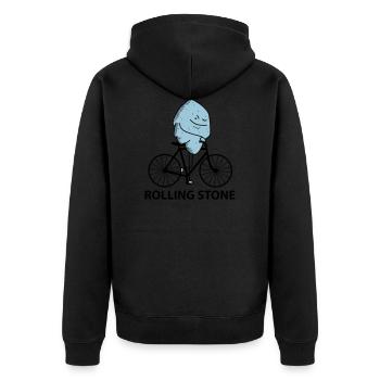 Rolling Stone (b) - Unisex Premium Bio Zip Hoodie - Schwarz - Hinten - Nico (187cm)