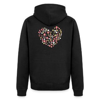 Saint Valentin ou coeur de Noël avec des étoiles - Veste à capuche bio Premium Unisexe - noir - Dos - Nico (187cm)