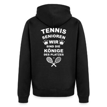 Tennis Senioren - Unisex Premium Bio Zip Hoodie - Schwarz - Hinten - Nico (187cm)