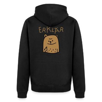 Erklär Bär (b) - Unisex Premium Bio Zip Hoodie - Schwarz - Hinten - Nico (187cm)
