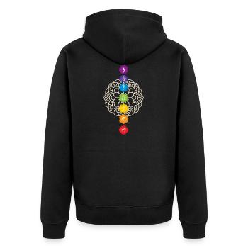 Chakra Mandala 7 Chakren Esoterik Yoga Erleuchtung - Unisex Premium Bio Zip Hoodie - Schwarz - Hinten - Nico (187cm)